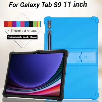 Case Cover For Samsung Galaxy Tab S9 11 SM-X710 SM-X716B SM-X718U Minkšto Silikono Atramą Funda su 4 atsparus smūgiams oro Pagalvės