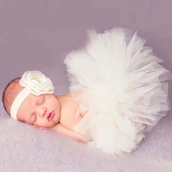 Kūdikių Naujagimių Fotografijos Rekvizitai Mielas Princesė Kūdikių Kostiumas Apranga Su Gėlių Ekrano Užsklandą Accesssories Kūdikių Mergaitės Tutu Sijonas
