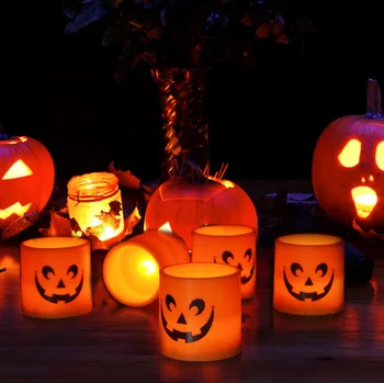 6Pcs Creepy Veido Decal Helovinas Flameless LED Votive Žvakės Realus Tealight Žvakės Helovinas Namų Puošybai Vaikų Dovanų