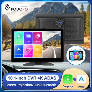 Podofo 10.1 colių ADAS Automobilių DVR Su 4K Nurodantį Kamera, Wireless Carplay 