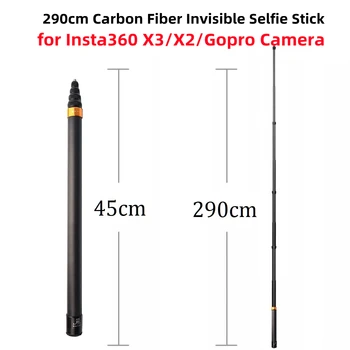 290cm Anglies Pluošto Pratęstas Leidimas Nematomas Selfie Stick Insta360 Eiti 3/X3/VIENAS X2 Priedai GoPro 12 Selfie Stick
