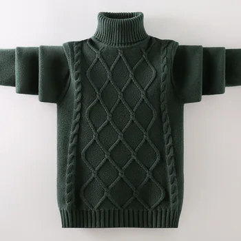 Vaikams Drabužius, Vintage Stiliaus Megztiniai Rudens Žiemos Berniukai Šiltas Megztas Megztinis Vaikų Golfo Puloveris Grynos Spalvos Megztinis