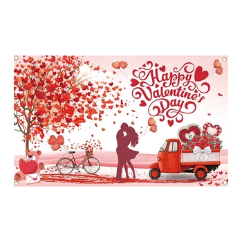 1 VNT linksmos Valentino Dienos Fonas Reklama Meilė Širdies Dekoracijos Fone Raudonos spalvos Poliesterio Valentino Dieną