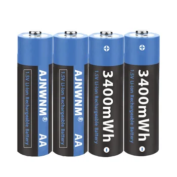 AJNWNM 100% Originalus 1,5 v AA Įkraunamas Baterijas 3400mWh Li-ion AA Rechargeble Baterija fotoaparatas Anti-nuleisti žaislas automobilis