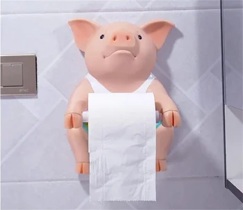 Kūrybos Piggy Tualetinio Popieriaus Laikiklį Punch-Nemokamas Sienos Montuojamas Vertus Audinių Langelį Kiaulių Rankšluosčių Džiovykla Ritės Ritės Prietaiso BathroomDecoration