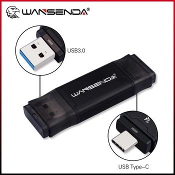 WANSENDA C TIPAS USB Flash Drive 2-IN-1 OTG Pen Ratai 512 GB 256 GB 128GB 64GB 32GB Pendrive USB 3.0 Atminties Stick TIPO C Mobile