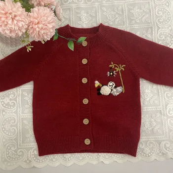 Vaikai Megztiniai 2023 Žiemos Mergaitės Mielas Brear Siuvinėjimo Megztiniai Megztiniai Outwear Viršūnes Drabužiai