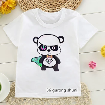 Juokinga Panda Animacinių Filmų Spausdinti Marškinėlius Mergaičių/Berniukų Kawaii Vaikams Drabužių Vasaros Trumpas Rankovės Marškinėliai Harajuku Vaikų Marškinėliai T-Shirt