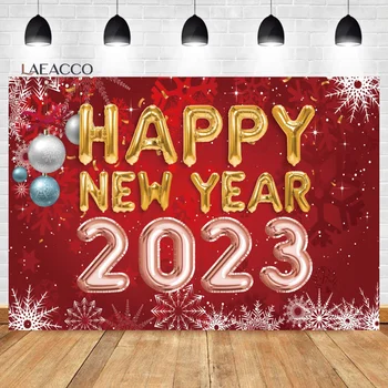 Laeacco Laimingų Naujųjų Metų 2023 Raudona Fotografijos Foną, Žiemos Kalėdų Snaigės Šalies Viršelio Dekoras Fonas Foto Studija