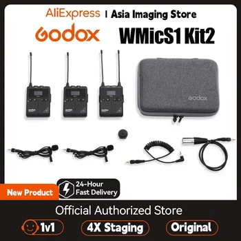 Godox WMicS1 Kit2 2,4 GHz Belaidžio Ryšio Lavalier Įvairiakryptė Mikrofono Siųstuvas, Imtuvo Triukšmo Mažinimo Radijo Įranga