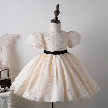 2024 m. Gėlių Mergaitės Suknelė Kūdikių Mergaičių Vaikams, Elegantiškas Baltas Kamuolys Chalatai Kūdikių Princesė Suknelės Eid Chidlren Oficialų Vestidos