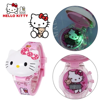 Sanrio Hello Kitty Mergaitė Vaikai Laikrodžiai Mielas Studentų Vaikus Žiūrėti Skaitmeninės Elektronikos Šviesos Laikrodis Gimtadienio Dovanos Laikrodžiai
