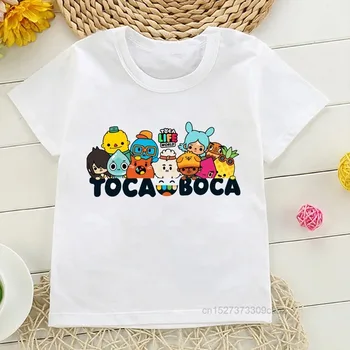 Naujas Toca Gyvenimo Pasaulio Spausdinti Vaikai Medvilnės marškinėliai Kūdikių Berniukų Dovana Vaikų trumparankoviai Toca Boca Merginos Animacinių filmų Animacija Žaidimą