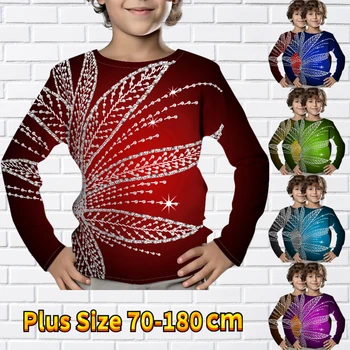 Vaikai Negabaritinių Tee Vaikai Mados Drabužių Rudens-Žiemos Berniukai Tendencija Viršūnes Įgulos Kaklo T-shirt Naujas Dizainas, Spausdinimo ilgomis Rankovėmis
