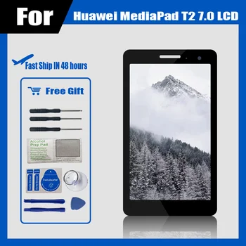 Naujas Huawei MediaPad T2 7.0 LTE BGO-DL09 BGO-L03 BGO-L03A LCD Ekranas ir su Jutiklinio Ekrano skaitmeninis keitiklis Asamblėja