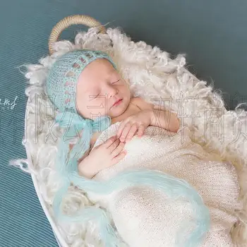 Amatų Kūdikis, Ranka Moheros Megzti Variklio Dangčio ,Kūdikių Fotografija Rekvizitai Skrybėlę