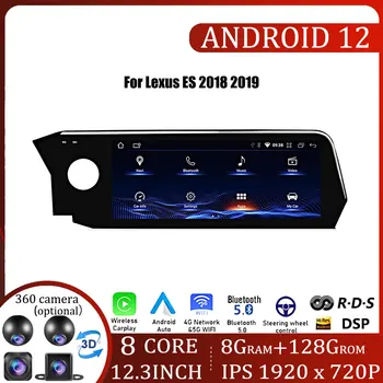 12.3 Colių Android 12 Lexus ES 2018 2019 Automobilio Radijo Multimedijos Grotuvas GPS Navigacija, Auto CarPlay Vaizdo Ekraną 4G+WiFi BT