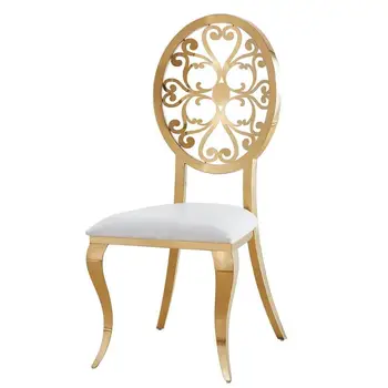 Prabangių Interjero Dizainas Gėlių Pokylių Viešbučio Valgomojo Kėdė Aukso Nerūdijančio Plieno Atveju Nuomos Vestuvių Kėdės