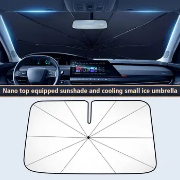 Atnaujintas Automobilio priekinį Stiklą Saulės Pavėsyje Skėtis Su 360°Sukimosi Bendable Rankena Automobilių skėtį nuo saulės Priekinio Lango Padengti Automobilių Sunsha I9F8