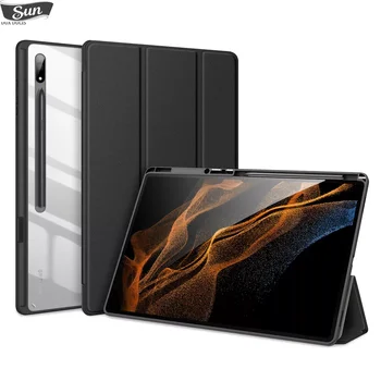 DUXDUCIS T-Tablet Case For Samsung Tab S8 Ultra/S6 Lite/S7-FE/S7 S8 Plius/ Tab A8 2021 Auto-Miego Pabusti/Pieštukas Turėtojas/Skaidrus Atgal