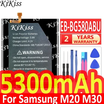 KiKiss Samsung EB-BG580ABU Baterijos Samsung Galaxy M20 M30 SM-M205F Pakeitimo Telefono Baterija 5300mAh Įrankiai