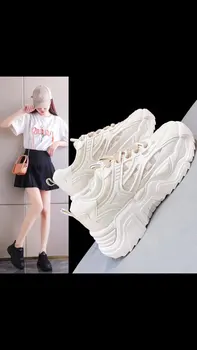 2024 naujų rudens korėjos versija akių storio-soled moterų bendrosios batai platformos sportbačiai studentų balti bateliai atsitiktinis tėtis batai