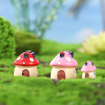 4 Dydžių Grybų Namas Dervos Pasakų Sodas Amatų Miniatiūriniai Moss Micro Kraštovaizdžio Mažų Ornamentais Gnome Terariumai Namų Puošybai