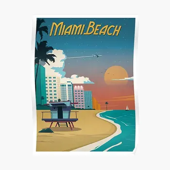 Derliaus Miami Beach Plakatas Modernus Dekoro Spausdinti Freskos Derliaus Paveiksl Namų Kompoto Apdaila, Sienos Kambaryje Be Rėmelio