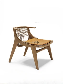 Šiaurės Medžio Masyvo Namų Valgomojo Kėdė Laisvalaikio Kėdė Derliaus Rotango Jautis Ragų Kėdė Silent Stiliaus Dizaineris Modelis