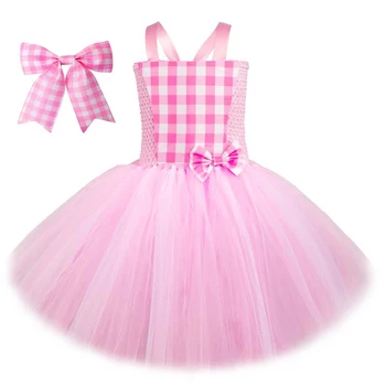 Baby Pink Barbi Tutus Suknelės Mergaitėms Gimtadienio Kostiumai Vaikams Kalėdų Halloween Apranga Princesė Pledas Drabužius su Laivapriekio