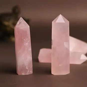 Natūralus rožių kvarco lazdelė taško poliruoti mineralinių kristalų gydomųjų akmenų obeliskas feng shui amatų apdaila