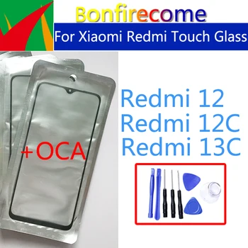 Už Xiaomi Redmi 12 12C 13C Jutiklinio Ekrano Skydelio, Priekinės Stiklo Objektyvas LCD Stiklo Su OCA Klijai Pakeitimo