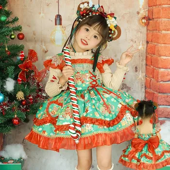 Kalėdų Tutu Sijonas Lolita Gėlių Mergina Suknelės Kūdikių Vasaros Suknelė Vaikų Mergaičių Minkštos Medvilnės Princesė Drabužius Vestidos Skraiste Šalis