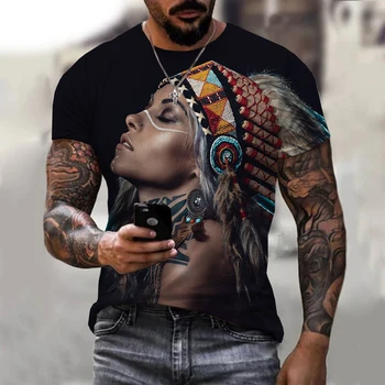 2023 Naujas Indėnų 3D Print T Shirt Unisex Vasaros Mados Atsitiktinis Trumpas Rankovės Indijos Kultūra Vyrų T-shirt Atsitiktinis Porų Viršūnės