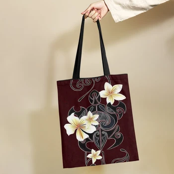 Yikeluo Moterų Shopper bag Plumeria Gėlių Vėžlys Nešti Maišą Pirkinių Drobės Shopper Bag Mergina Rankinę Nešti Peties Lady Maišelį 2023