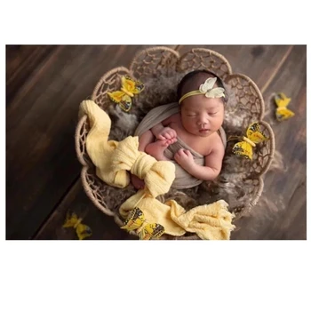 1 Set 3D Gėlių Nėrinių Pagalvę & Lankelis Kūdikių Fotografija Rekvizitai dėl Photoshoots