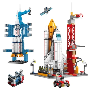 Miestas Kosminės Stoties Raketų Paleidimo Mini Modelio Blokai Kosmoso Aviacijos Pilotuojamų Plytos, Žaislai, Dovanos, Vaikų
