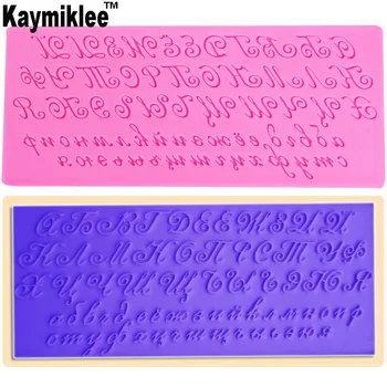 Kaymiklee M471 1PCS rusijos rašysenos Kapitalo mažoji Raidės scenarijų raidžių minkštus saldainius, Šokolado Liejimo formos 24.6*10.3*0.6 cm