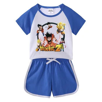 Naujas Dragon Ball Vaikų Kostiumas Vasarą Karšto Pants trumparankoviai marškinėliai Šortai Atsitiktinis Sporto Dviejų dalių Madinga Rinkinys